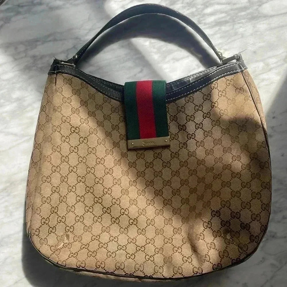 Gucci web hobo monogrammed leather trim bag - Picture 3 of 7